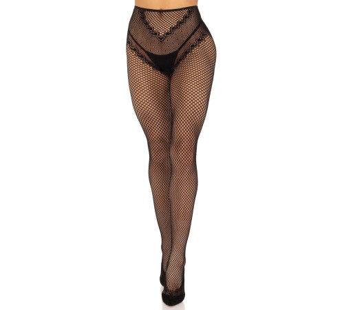 Панчохи Leg Avenue Crotchless Net Tights with Heart Backseam Black One Size