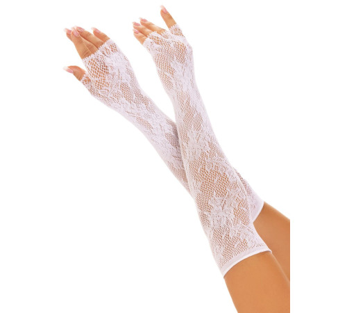 Мітенки Leg Avenue Lace Opera Length Fingerless Gloves White