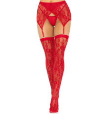 Панчохи Leg Avenue Leg Avenue Lace thigh highs & garterbelt Red One Size