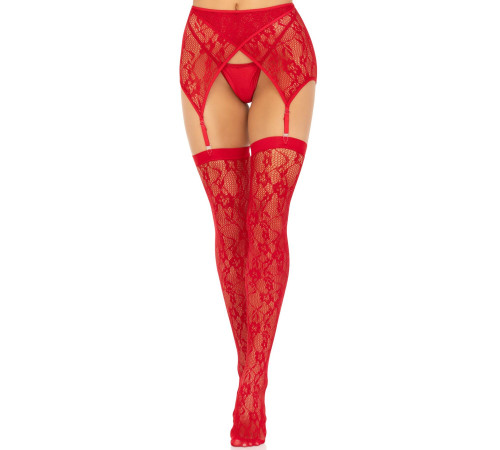 Панчохи Leg Avenue Leg Avenue Lace thigh highs & garterbelt Red One Size