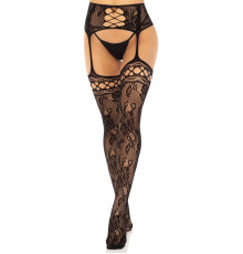 Панчохи Leg Avenue French Rose Backseam Garter Belt Stockings Black One Size