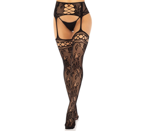 Панчохи Leg Avenue French Rose Backseam Garter Belt Stockings Black One Size