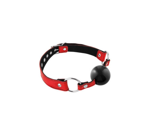 Кляп Fetish Tentation Premium Leather gag with silicone ball Red