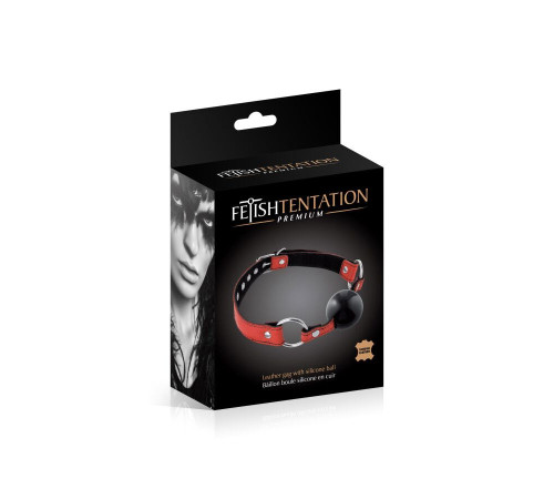 Кляп Fetish Tentation Premium Leather gag with silicone ball Red