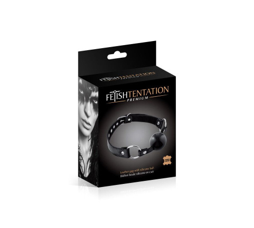 Кляп Fetish Tentation Premium Leather gag with silicone ball Black