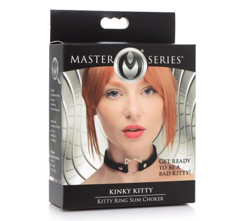 Чокер Master Series Kinky Kitty Ring Slim Choker - Black