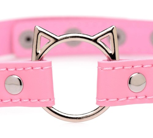 Чокер Master Series Kinky Kitty Ring Slim Choker - Pink