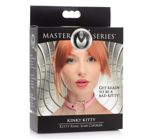 Чокер Master Series Kinky Kitty Ring Slim Choker - Pink