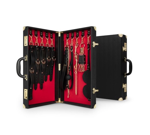 Набір для BDSM Bedroom Fantasies: Bondage Suitcase 13 Pcs - Cow Leather