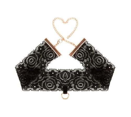 Мереживні наручники та комір Rosy Gold - Lace Cuffs and Collar - Black