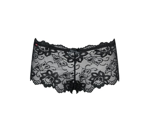 (SALE) Мереживні трусики-шортики Obsessive Idillia shorties black L/XL