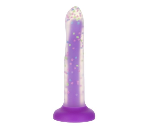 Фалоімітатор, що світиться в темряві, ADDICTION Rave 8″, Glow in the Dark Dildo Purple Confetti, 20,3 см