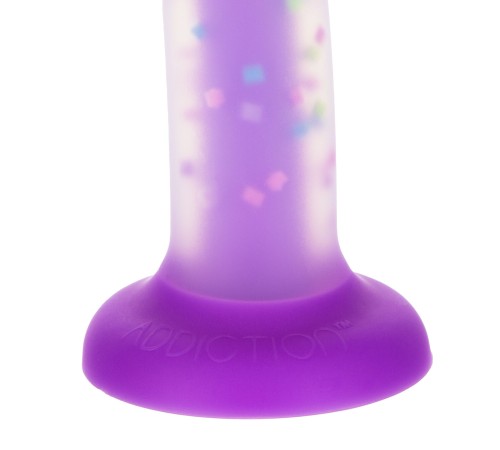 Фалоімітатор, що світиться в темряві, ADDICTION Rave 8″, Glow in the Dark Dildo Purple Confetti, 20,3 см