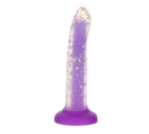 Фалоімітатор, що світиться в темряві, ADDICTION Rave 8″, Glow in the Dark Dildo Purple Confetti, 20,3 см