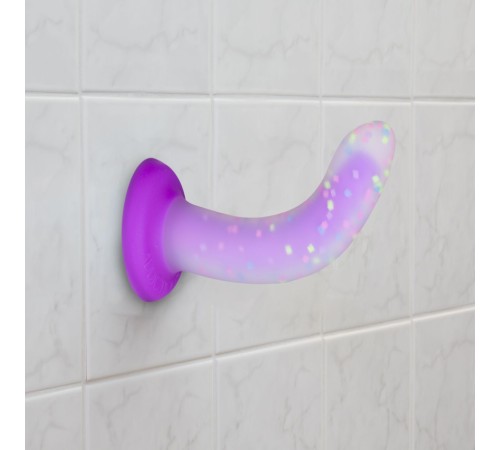 Фалоімітатор, що світиться в темряві, ADDICTION Rave 8″, Glow in the Dark Dildo Purple Confetti, 20,3 см