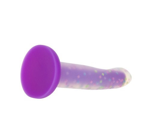 Фалоімітатор, що світиться в темряві, ADDICTION Rave 8″, Glow in the Dark Dildo Purple Confetti, 20,3 см