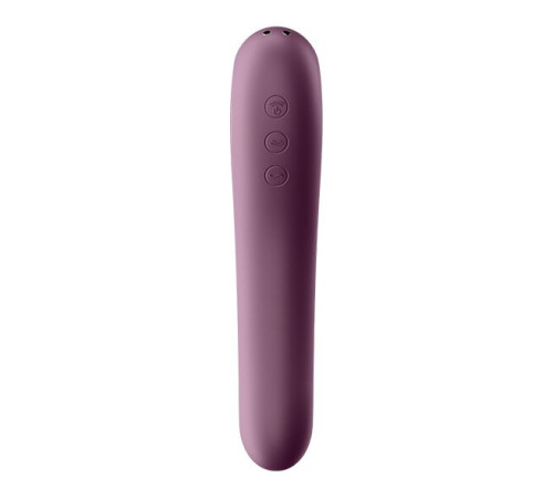 Вакуумний стимулятор з вібрацією Satisfyer Dual Kiss Wine Red