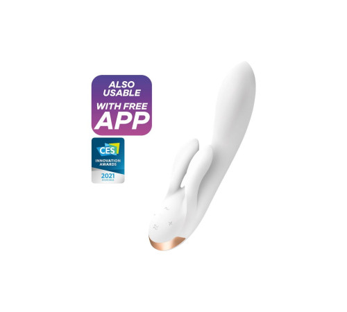 Смарт вібратор-кролик із подвійним відростком Satisfyer Double Flex White